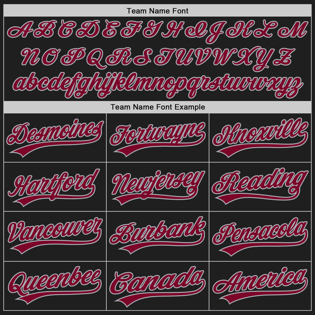 Custom Black Maroon-Gray Authentic Baseball Jersey