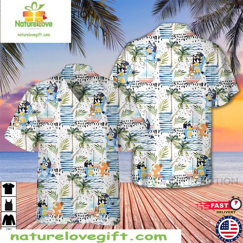 Bluey Hawaiian Shirt Tropical Summer Beach Shirt