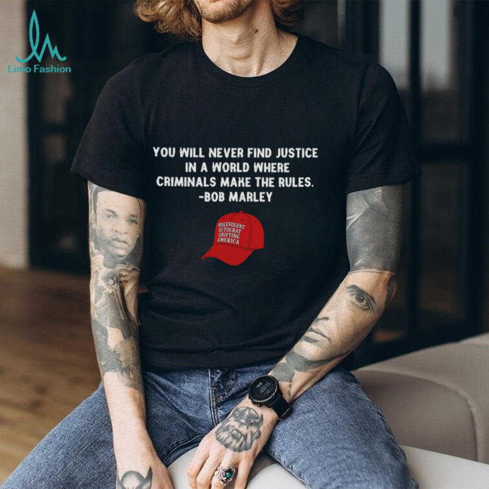 Bob Marley Criminals Make The Rules Red Cap Justice Shirt