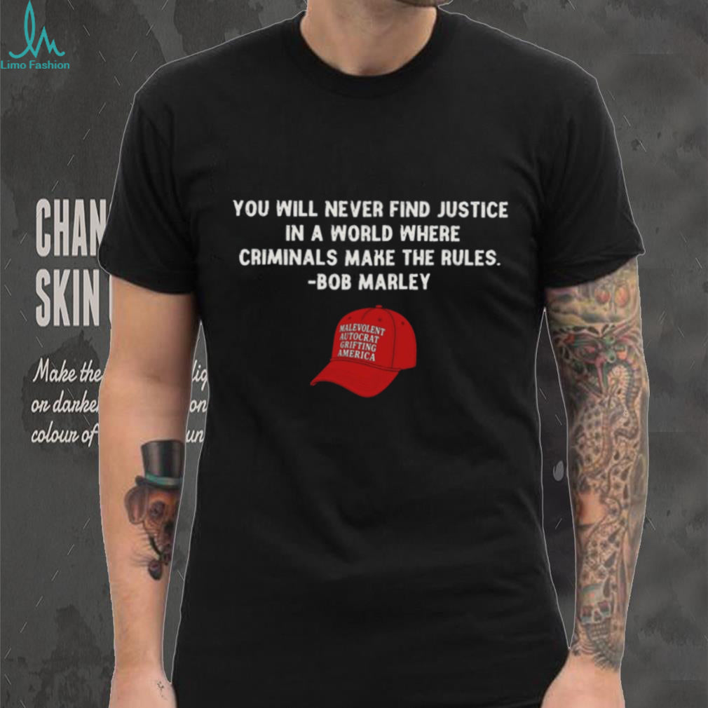 Bob Marley Criminals Make The Rules Red Cap Justice Shirt
