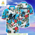 Miami Marlins Hawaiian Shirt Tropical Floral Baseball Apparel M1EVGDQ9