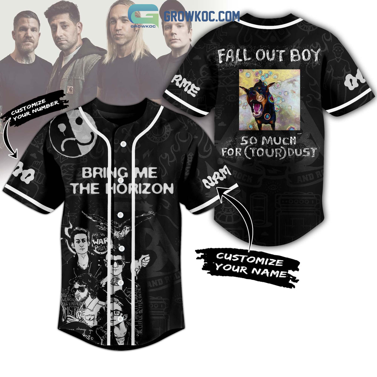 Bring Me The Horizon Fall Out Boy So Much For Tour Dust Personalized Baseball Jersey