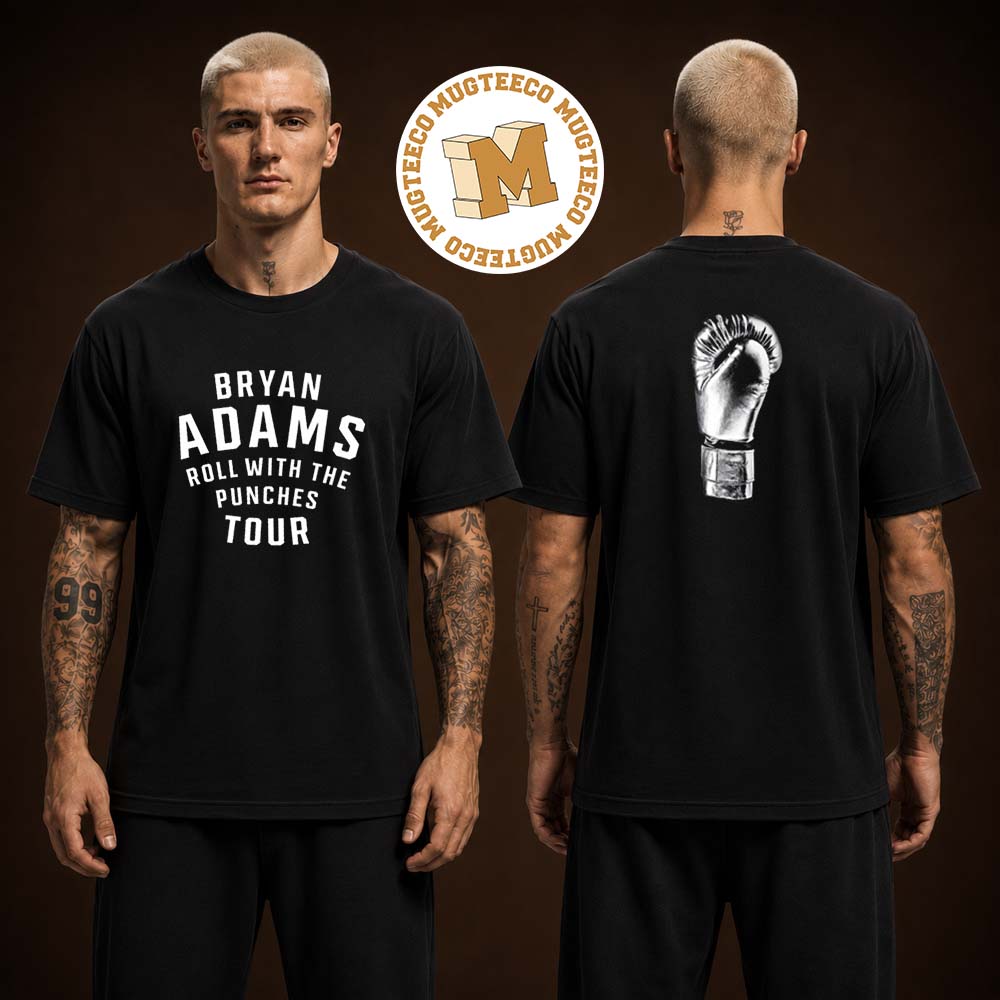 Bryan Adams Roll With The Punches Tour 2026 Two Sided Unisex Black T Shirt