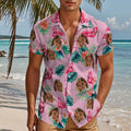 Custom Face Hawaiian Shirts With Face Colorful Flamingo Aloha Beach Shirt - Pink - MyPhotoSocks