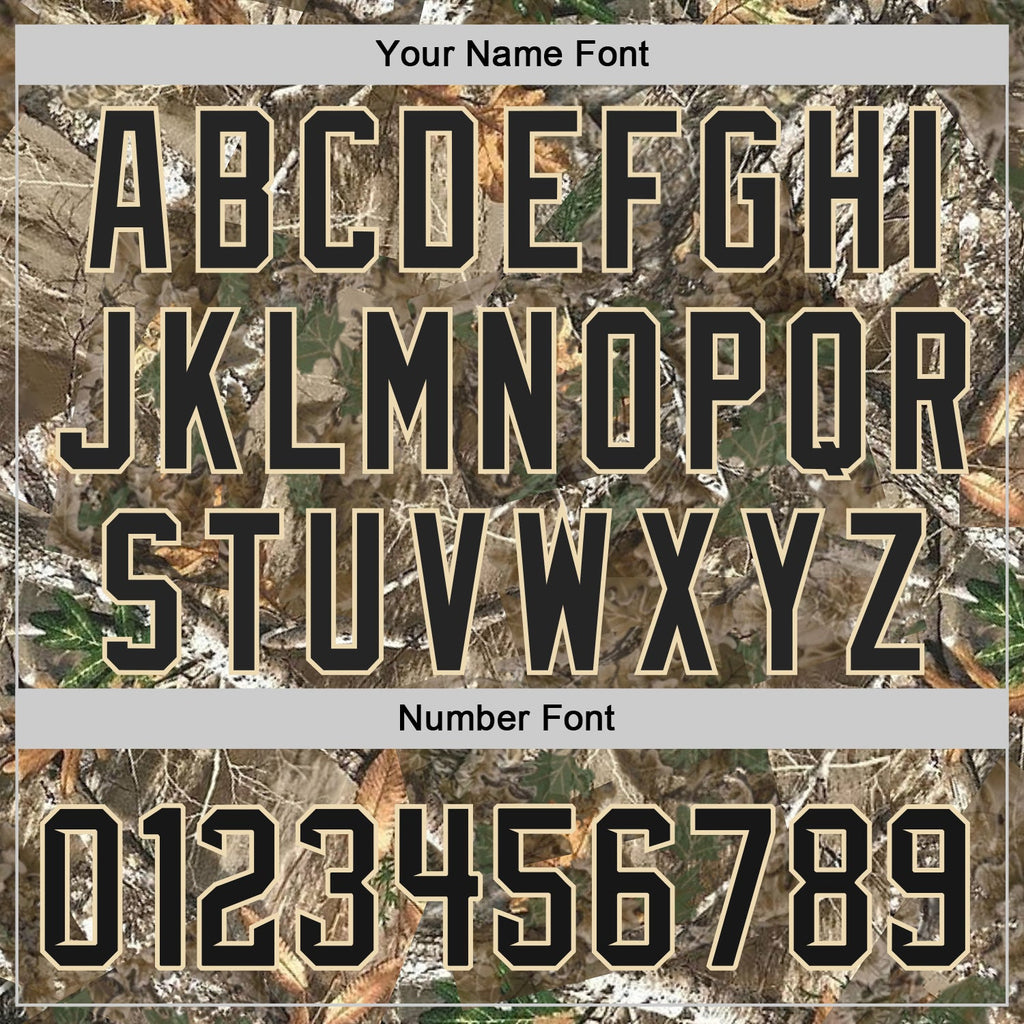 Custom Camo Black-Cream Woodland Forest Camouflage Authentic Salute To Service Baseball Jersey