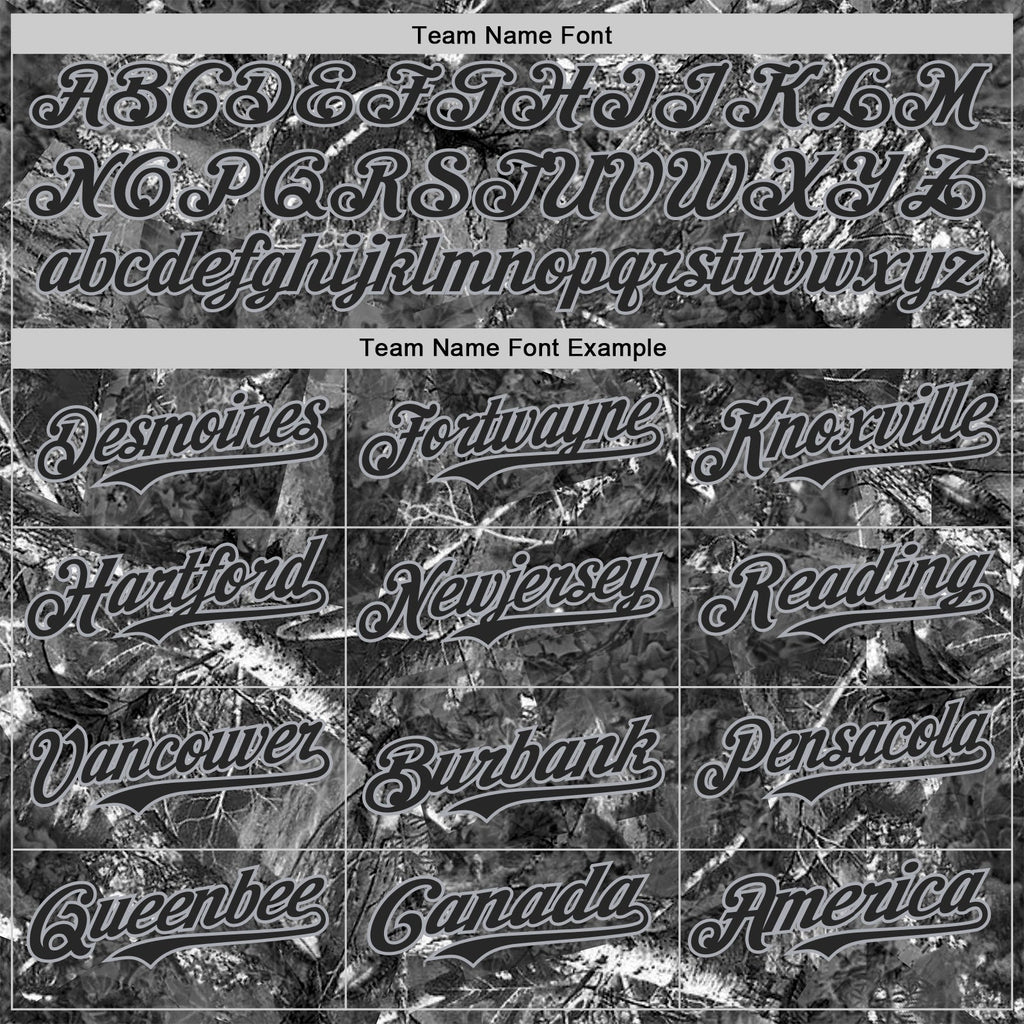 Custom Camo Black-Gray Woodland Forest Camouflage Authentic Salute To Service Baseball Jersey