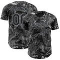Custom Camo Black-Gray Woodland Forest Camouflage Authentic Salute To Service Baseball Jersey