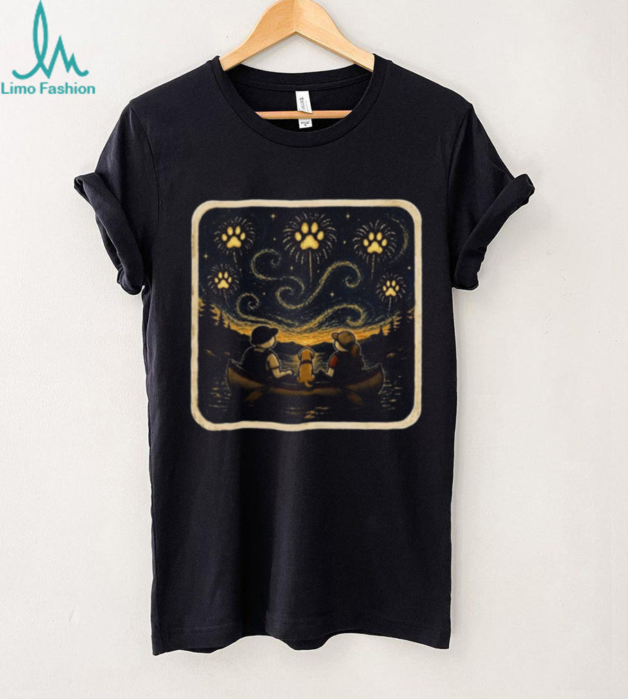 Camping Dog Starry Night Starry Lake Fireworks Camping Shirt