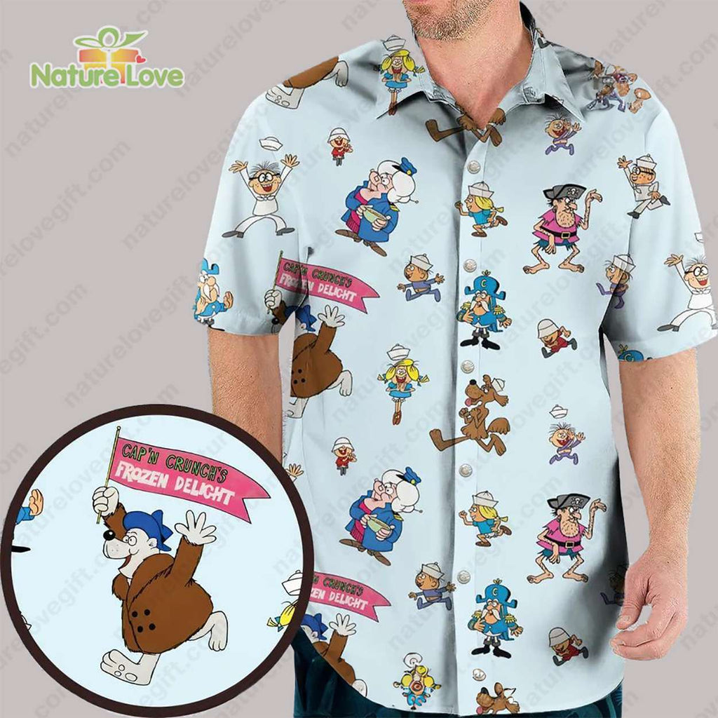 Cap’n Crunch Peanut Butter Crunch Cereal​ Characters Hawaiian Shirt