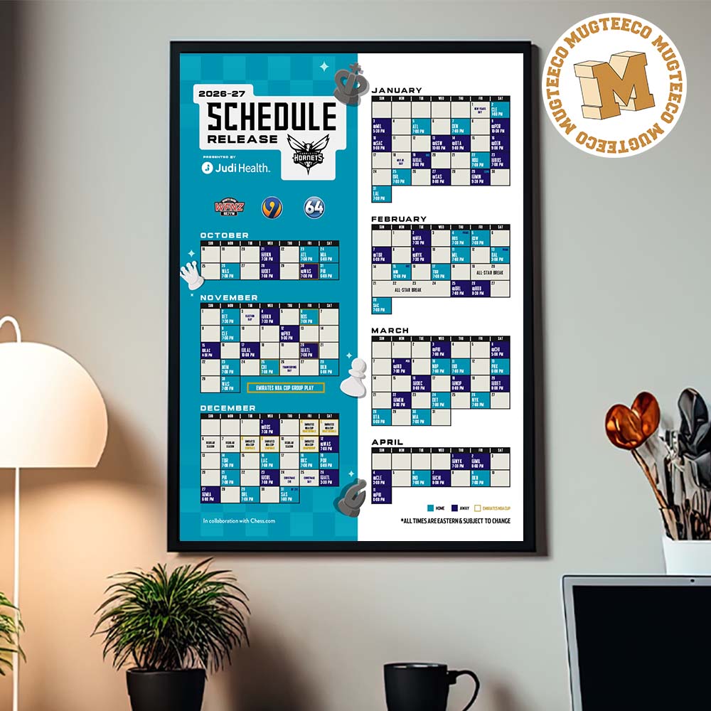 Charlotte Hornets NBA 2026 2027 Schedule Release Home Decor Poster Canvas