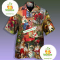 Christmas Santa Claus In His House Green Western Hawaiian Shirt