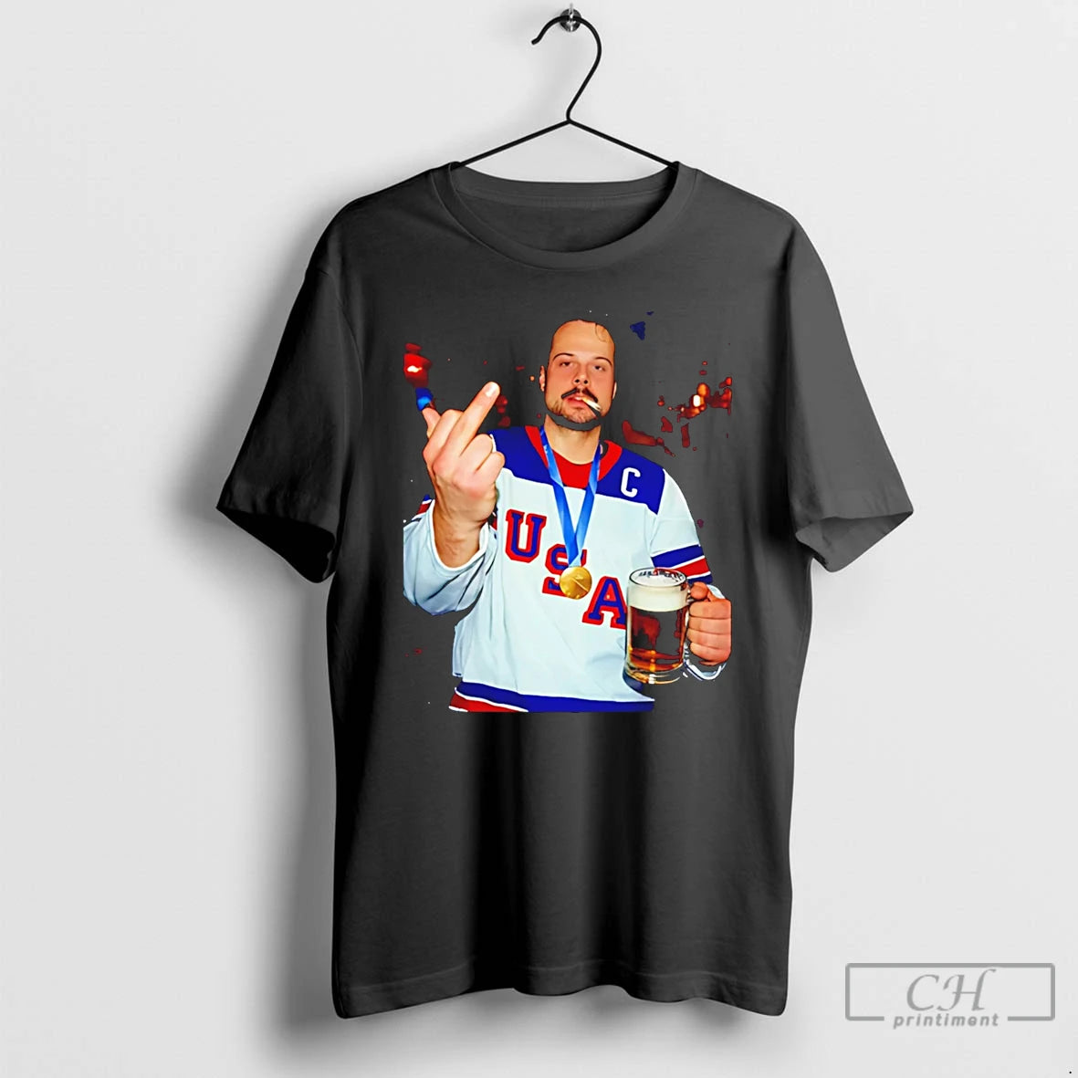 Classic Auston Matthews Middle Finger Usa Hockey Champion Gold 2026