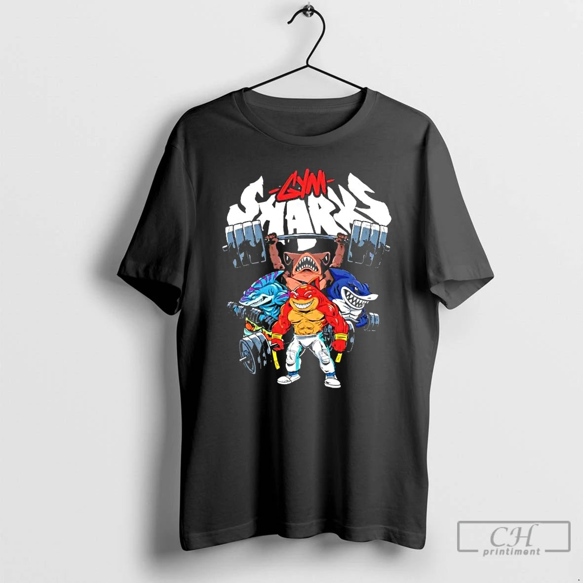 Classic Gym Sharks Fitted Cartoon