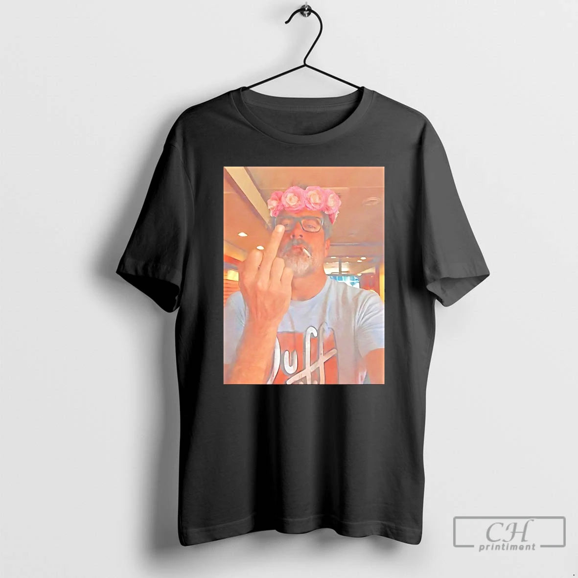 Classic Jeffrey Dean Morgan The Walking Dead Negan Roses And The Middle Finger T Shirts