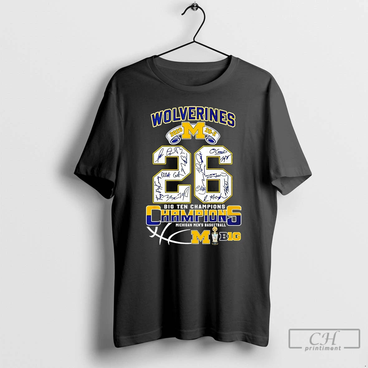 Classic Michigan Wolverines Mens Basketball 26 Big Ten Champions Signatures