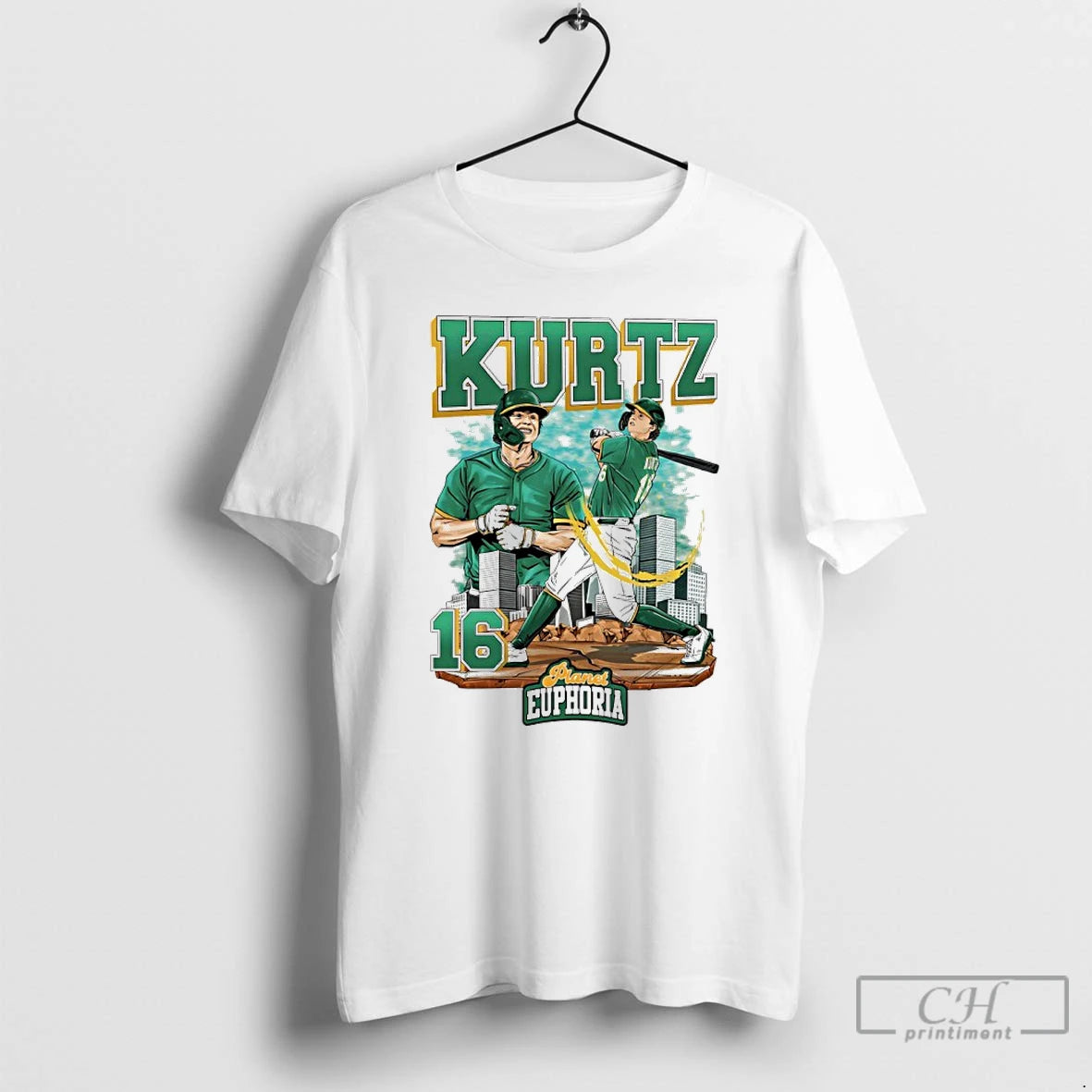 Classic Nick Kurtz 16 Athletics Baseball Collage Swing City Skyline