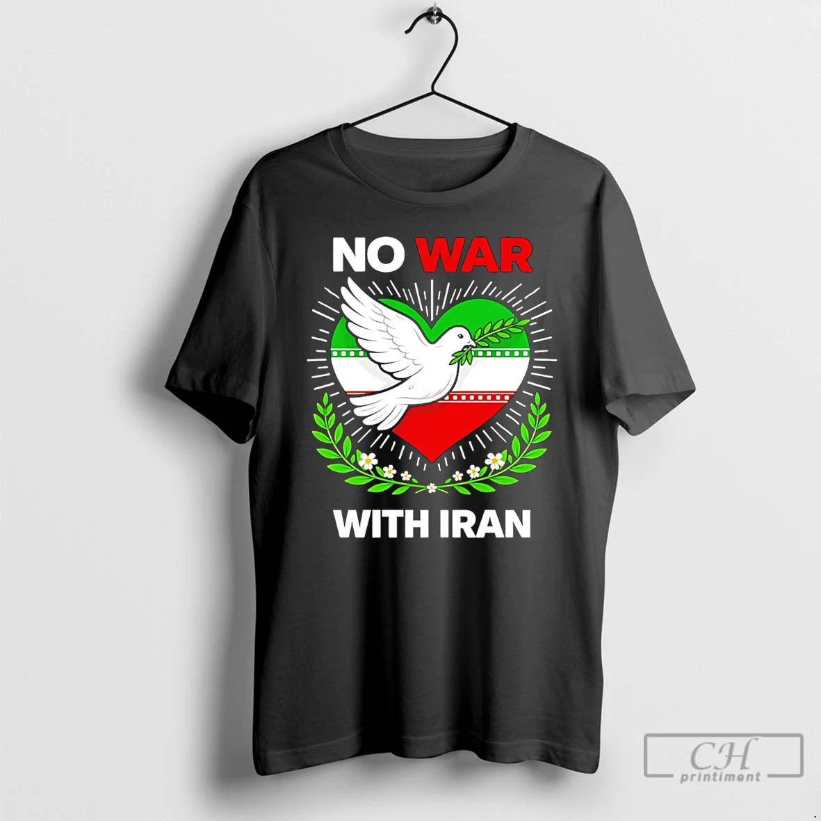 Classic No War With Iran Dove Heart