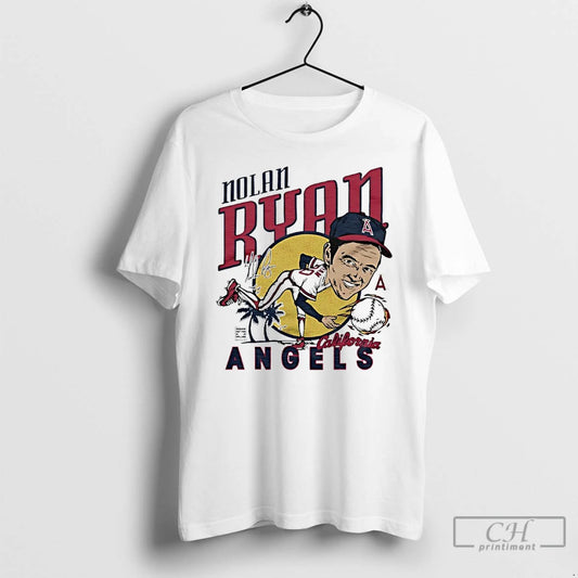 Classic Nolan Ryan California Angels Player Signature Caricature