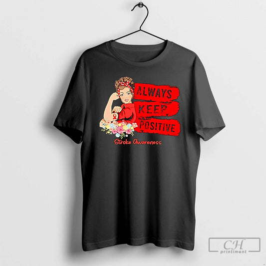 Classic Strong Girl Gadan Always Keep Positive Stroke Awareness Red Ribbon