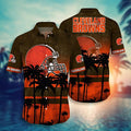 Cleveland Browns Hawaiian Shirt Sunset Palm Design 370182