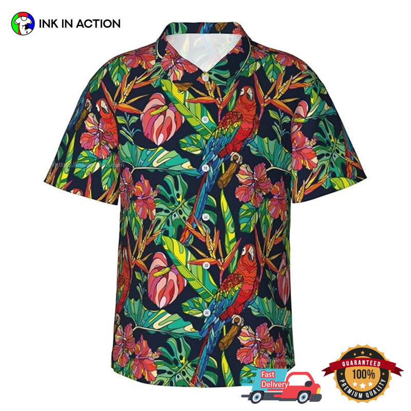 Colorful Parrot Tropical Jungle Hawaiian Shirt