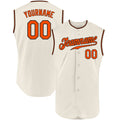 Custom Cream Orange-Black Authentic Sleeveless Baseball Jersey