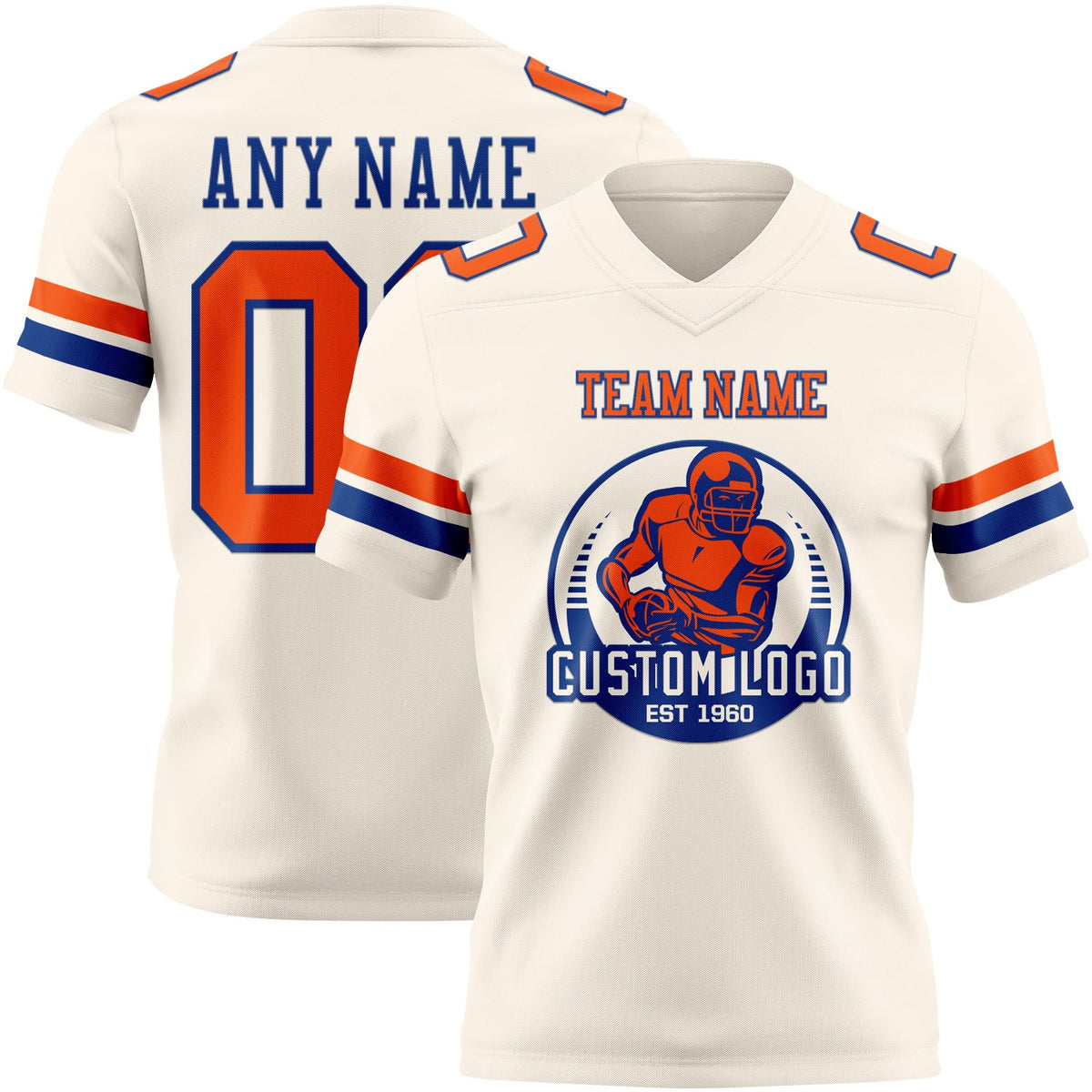 Custom Cream Orange-Royal Authentic Football Jersey