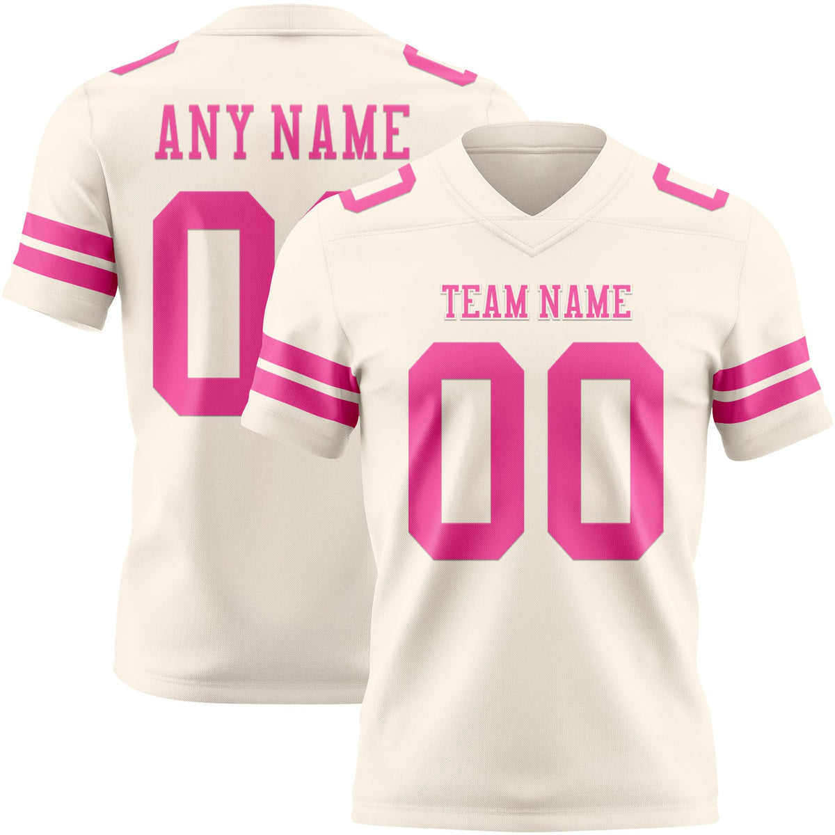 Custom Cream Pink Authentic Football Jersey