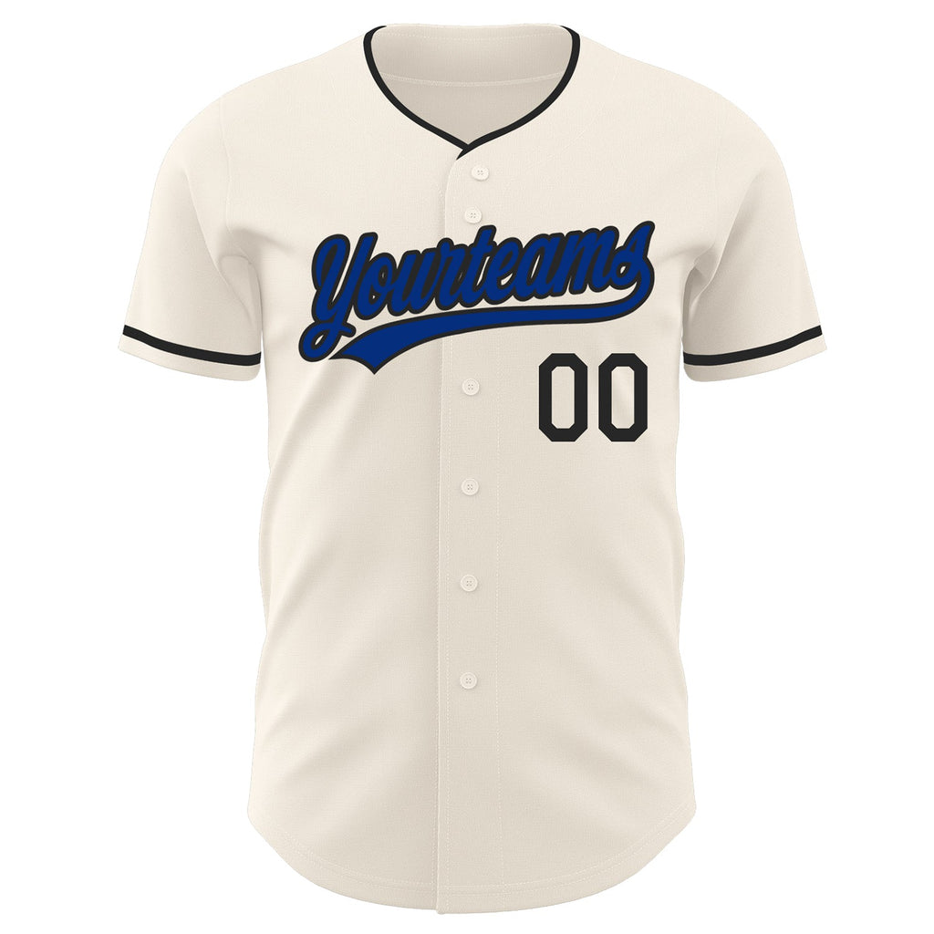 Custom Cream Royal-Black Authentic Baseball Jersey