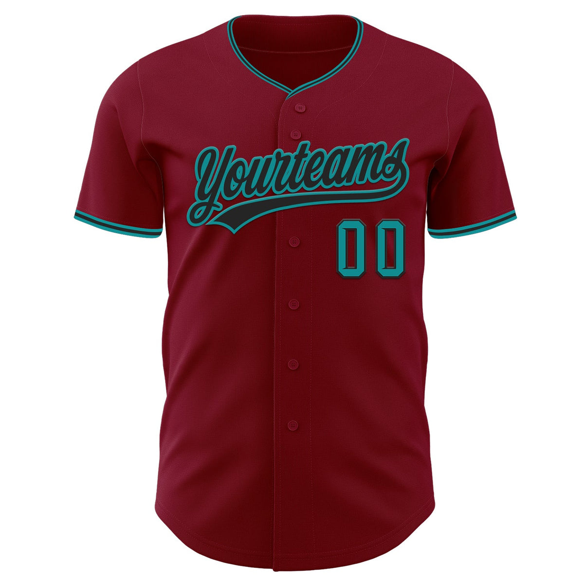 Custom Crimson Black-Teal Authentic Baseball Jersey