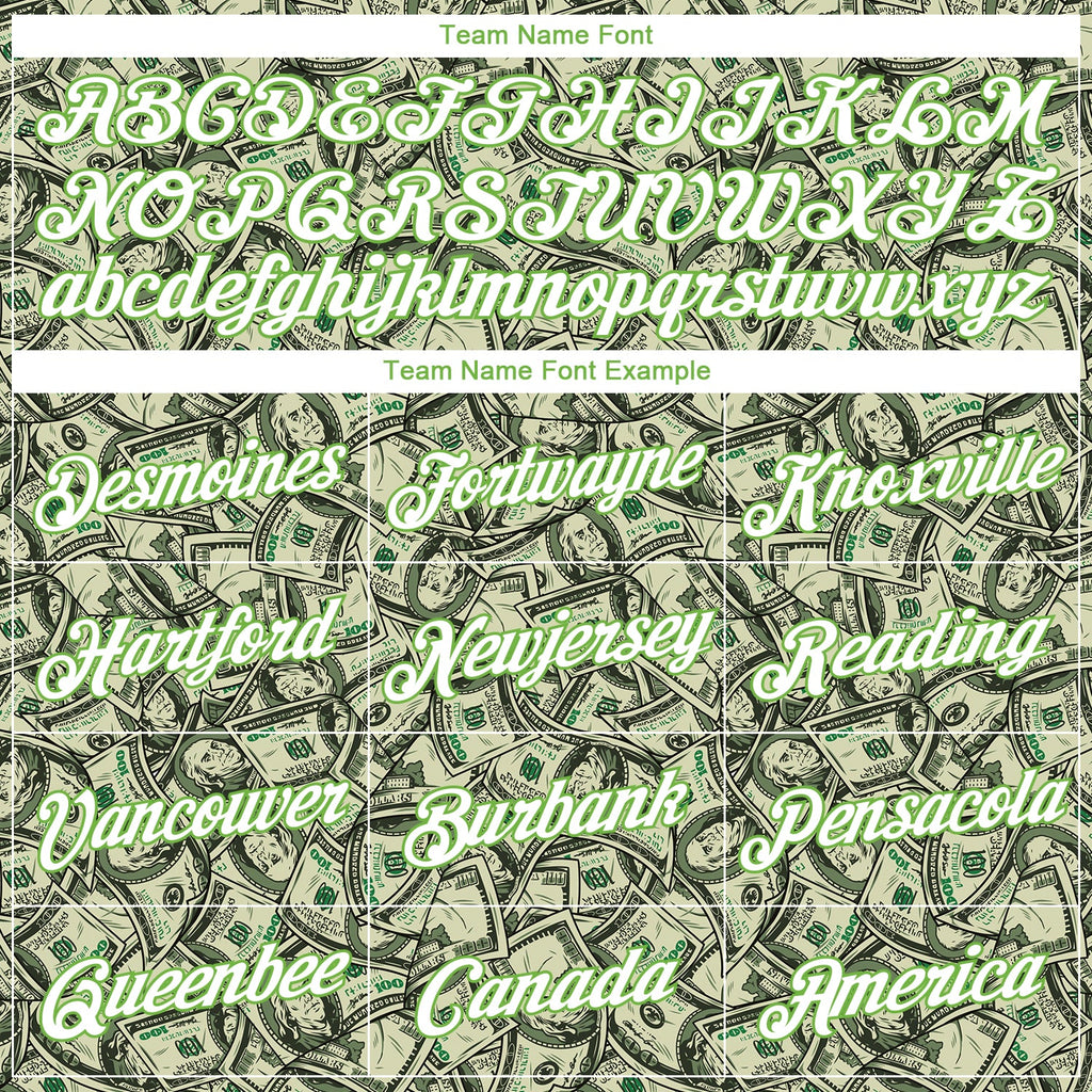 Custom Women's Green White-Neon Green Dollar 3D V-Neck Cropped Baseball Jersey