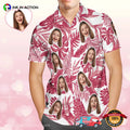 Custom Face Red Hibiscus Hawaiian Shirt