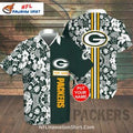Custom Green Bay Packers Floral Stripe Hawaiian Shirt