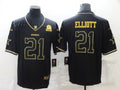 Dallas Cowboys #21 Ezekiel Elliott Black Retro Gold 815