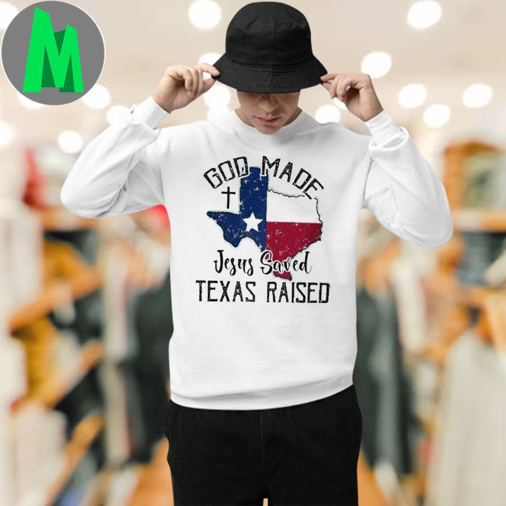 Design Retro Texas Strong God Made Jesus Saved Texas Shirt