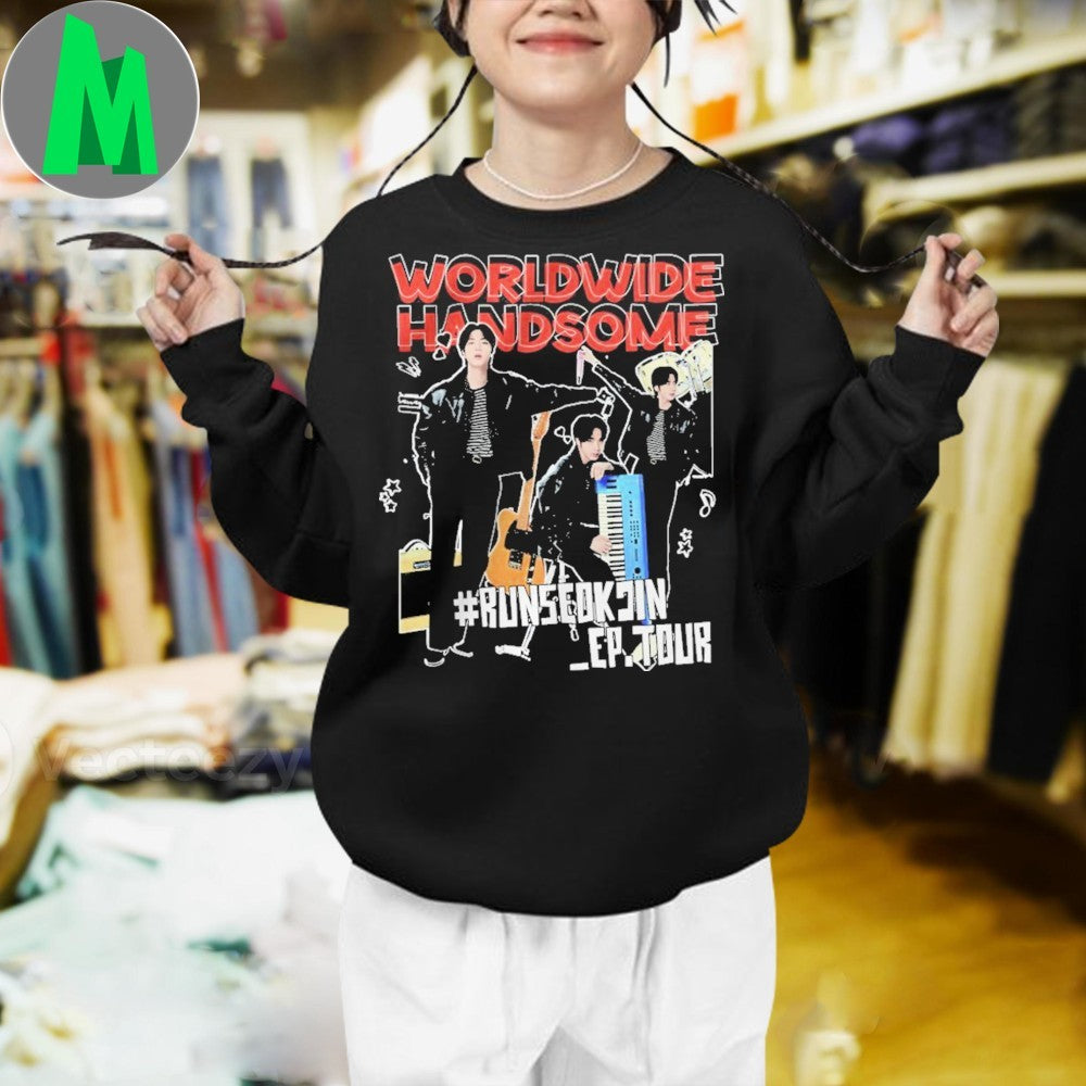 Design Worldwide Handsome Run Seokjin EP Tour 2025 BTS T-Shirt