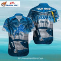 Detroit Lions Aloha Shirt Ocean Surf And Palm Trees