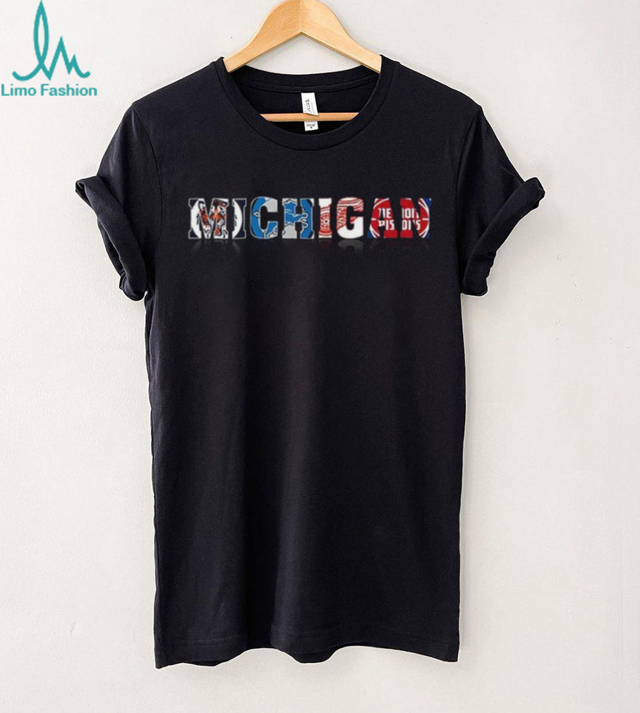 Detroit Lions Tigers Red Wings Pistons Michigan team sports shirt