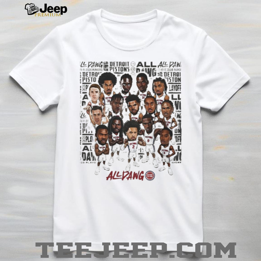Detroit Pistons All Dawg Team Cartoon Roster Basketball T Shirt