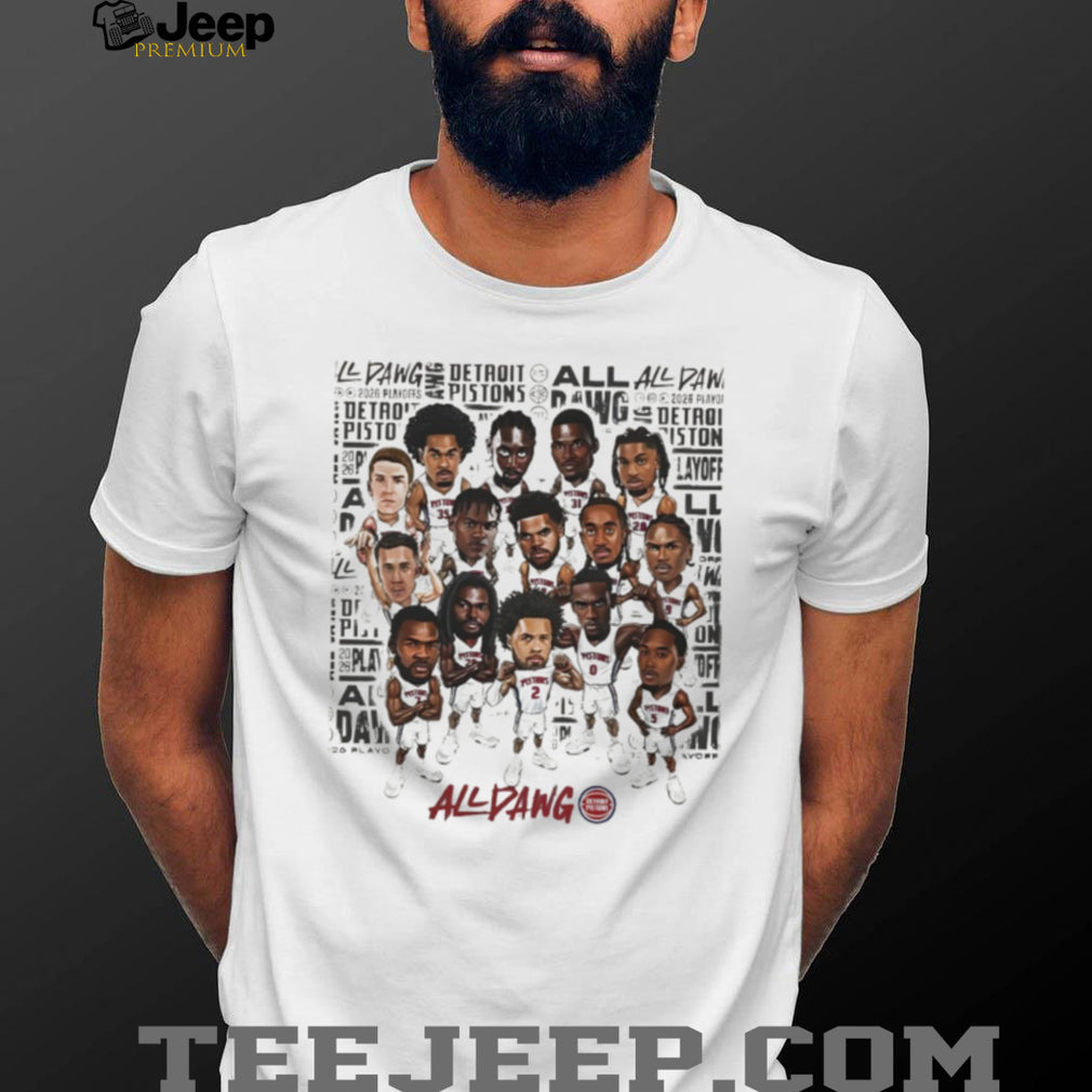Detroit Pistons All Dawg Team Cartoon Roster Basketball T Shirt