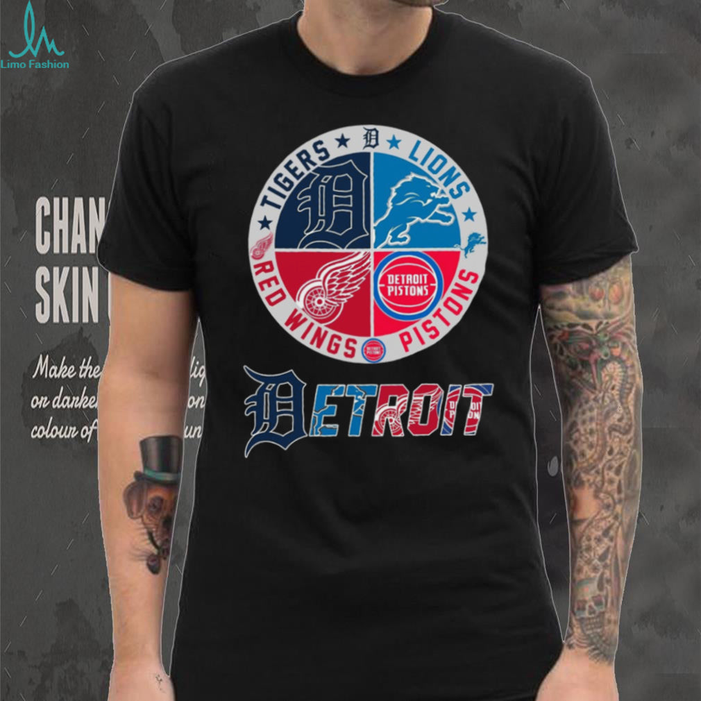 Detroit Sports Teams Lions Tigers Red Wings Pistons Fan Shirt