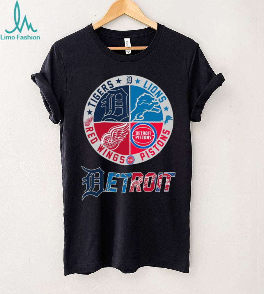 Detroit Sports Teams Lions Tigers Red Wings Pistons Fan Shirt