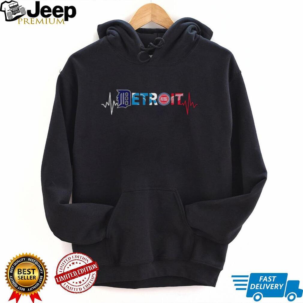 Detroit sports teams heartbeat D E T R O I T shirt