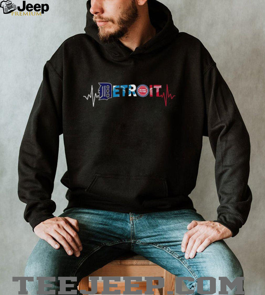 Detroit sports teams heartbeat D E T R O I T shirt