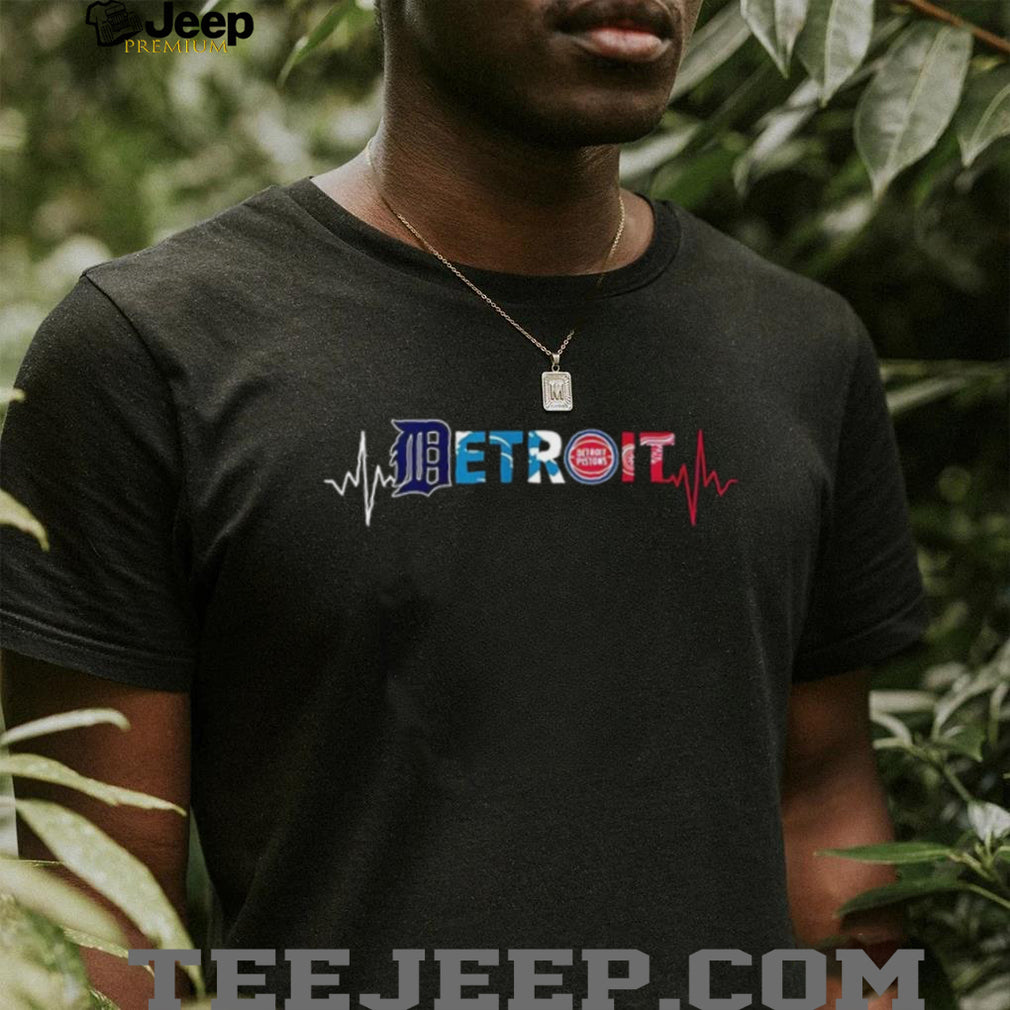 Detroit sports teams heartbeat D E T R O I T shirt