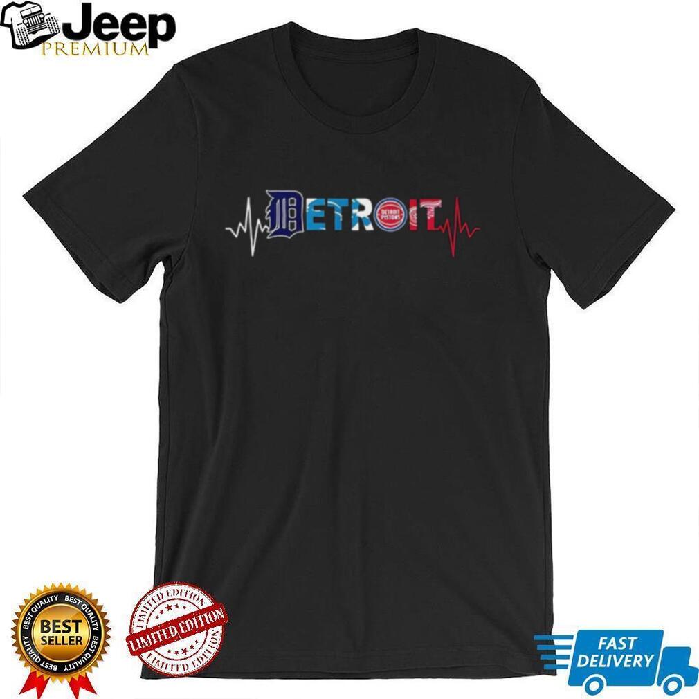 Detroit sports teams heartbeat D E T R O I T shirt