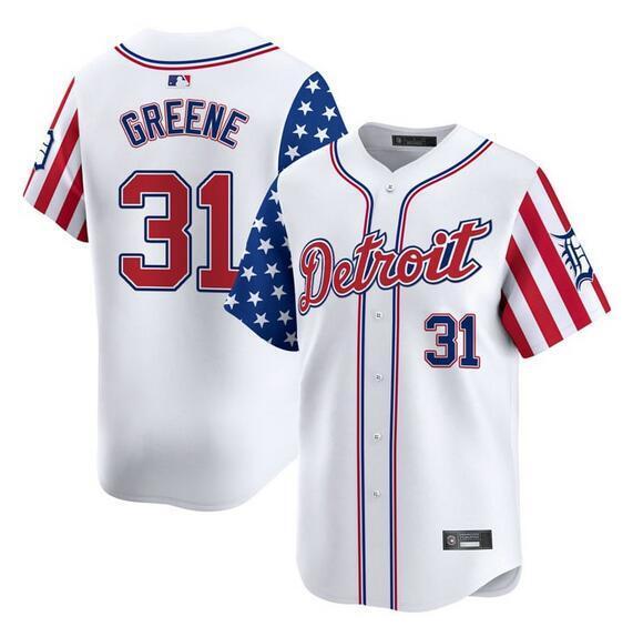 Detroit Tigers #31 Riley Greene White 2025 Independence Day Vapor