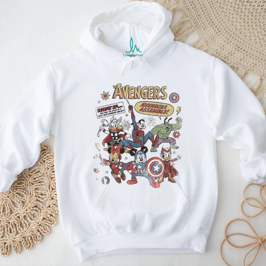 Disney Mickey Goofy Donald Duck Marvel characters the Avengers shirt