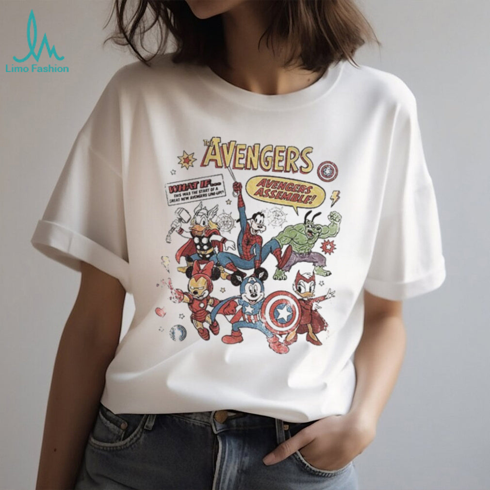 Disney Mickey Goofy Donald Duck Marvel characters the Avengers shirt
