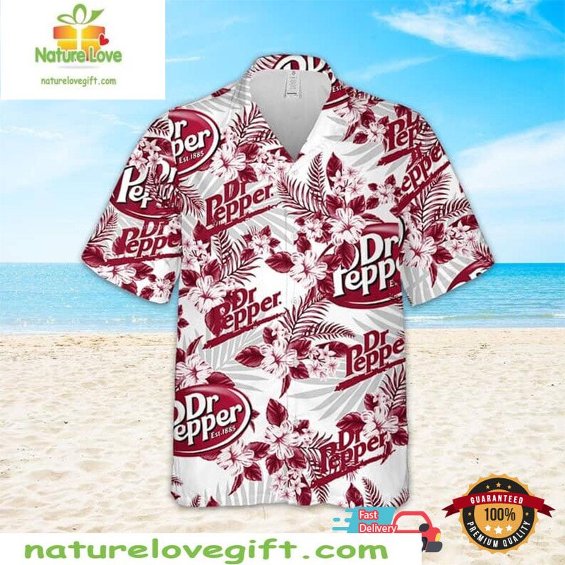 Dr Pepper Beer Hawaiian Shirt Floral Print